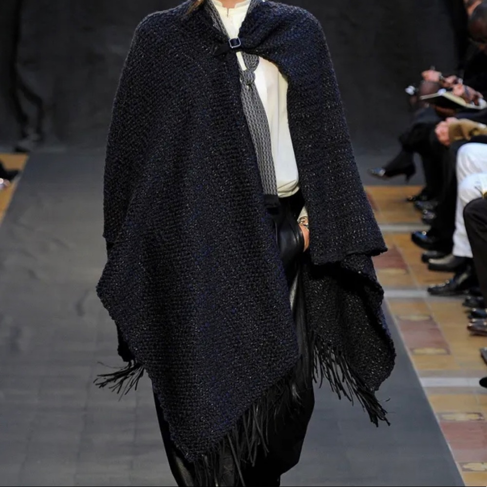 SOLD - Exceptional Hermes Fall ‘12 Leather Silk Wool Cape